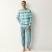 Pijama din bumbac cu model în dungi