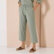 Pantaloni largi 7/8 din amestec bumbac/lin