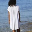 Rochie cămașă din crep de plajă de culoare solidă