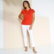 Tricou cu decolteu tunisian și broderie englezească