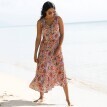Rochie lunga din crep cu imprimeu