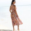 Rochie lunga din crep cu imprimeu