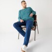 Pulovr s kulatým výstřihem, hladký úplet s 30 % vlny