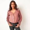 Krepová halenka s macramé rukávy a výstřihem do V