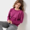 Jednobarevný pulovr s lodičkovým výstřihem a knoflíčky na ramenou