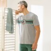 Pyžamové tričko s pruhy na hrudníku a krátkými rukávy