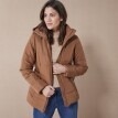 Nepromokavá dlouhá prošívaná bunda s páskem, na zip