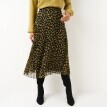 Plisovaná midi sukně s leopardím potiskem