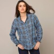 Kostkovaná propínací halenka s volánky, z flanelu