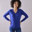 Sweter z dekoltem w serek, wełna jagnięca