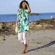 Plážové kreponové košilové šaty s potiskem