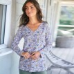 Koszula piżamowa z długim rękawem i nadrukiem w płatki kwiatów