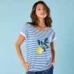 Proužkované tričko s krátkými rukávy a potiskem, pro menší postavu