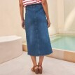 Džínsová midi sukňa na gombíky