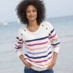 Sweter w paski z ozdobnymi guzikami