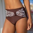 Jednokolorowe majtki kąpielowe z wysokim stanem i nadrukiem zebry