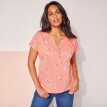 T-shirt z tunezyjskim dekoltem, krótkimi rękawami i nadrukiem