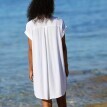 Jednobarevné plážové kreponové košilové šaty