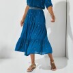 Falbaniasta spódnica midi ze złotym nadrukiem