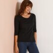 Jednofarebné tričko s 3/4 rukávmi a okrúhlym výstrihom