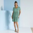 Crepon krótka monochromatyczna sukienka z dekoltem V
