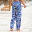 Pantaloni aerisiți cu picior lat, cu talie elastică și imprimeu