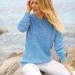 Sweter z okrągłym dekoltem, gładki wzór