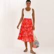 Midi volánová sukně s potiskem květů