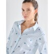 Blúzka s potlačou pruhov a vtáčikov