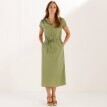 Midi keprové šaty s výstrihom na zips a šnúrkou v páse