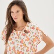 Blúzkas viazačkou vo
výstrihu a potlačou kvetín