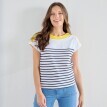 Pruhované tričko s lodičkovým výstrihom a krátkymi rukávmi