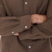 Propínací košile z bavlny-lnu, s dlouhými rukávy