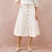 Rozšírená keprová midi sukňa na gombíky