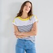 Pruhované tričko s lodičkovým výstrihom a krátkymi rukávmi