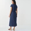 Midi šaty s výstřihem na zip a šňůrkou v pase, z lehkého denimu