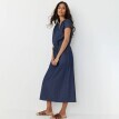 Midi šaty s výstřihem na zip a šňůrkou v pase, z lehkého denimu