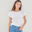 Jednofarebné tričko s lodičkovým výstrihom a krátkymi rukávmi