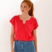 Jednobarevné tričko s výstřihem na knoflíčky