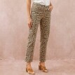 Rovné keprové nohavice s leopardím vzorom
