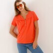Tričko s výstřihem na knoflíčky, krátkými rukávy a madeirou