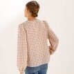 Blúzka s kockovanou potlačou a okrúhlym výstrihom