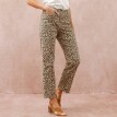 Rovné keprové nohavice s leopardím vzorom