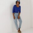 Jednobarevné tričko s 3/4 rukávy a kulatým výstřihem