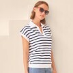 Pruhovaný pulóver s polo golierom a krátkymi rukávmi