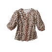 Blúzka s výšivkou a 3/4 rukávmi, leopardia potlač