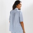 Mušelínová kockovaná blúzka s  krátkymi rukávmi