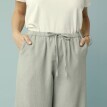 Spodnie z szerokimi nogawkami dla drobnej budowy ciała, wiskoza-bawełna-len