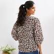 Blúzka s výšivkou a 3/4 rukávmi, leopardia potlač