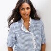 Mušelínová kockovaná blúzka s  krátkymi rukávmi